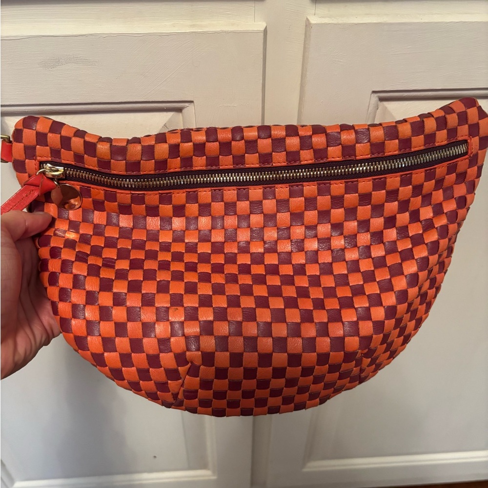 Clare V Red and Maroon Woven Grande Fanny
